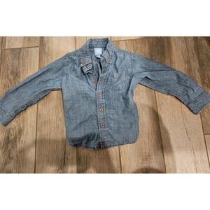 Boys longsleeve blue jean button up shirt